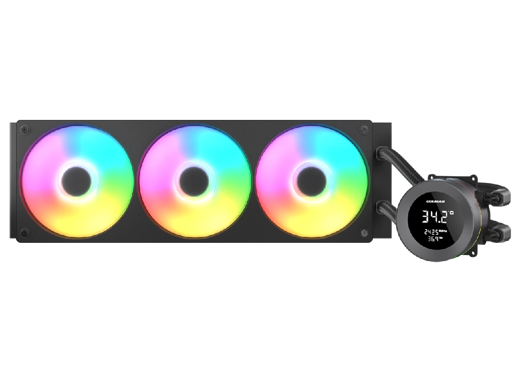 AIO Liquid Cooling Cougar 'Poseidon Vistek ARGB 360' (?38 dB(A), 78.2 CFM,2x120mm,ARGB,2240g) Black