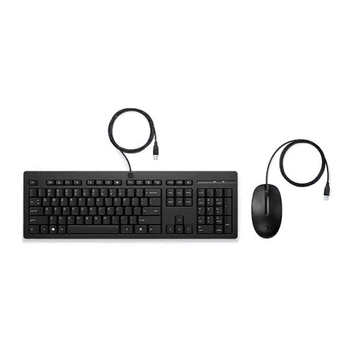 Keyboard & Mouse HP 225, Keyboard Full size 3-zone layout, Mouse 3 buttons, 1200dpi Black