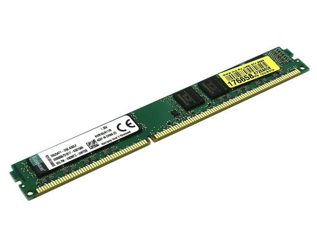 .8GB DDR3- 1600MHz   Kingston ValueRAM  (KVR16N11/8WP), CL11, 2Rx8, 1.5V