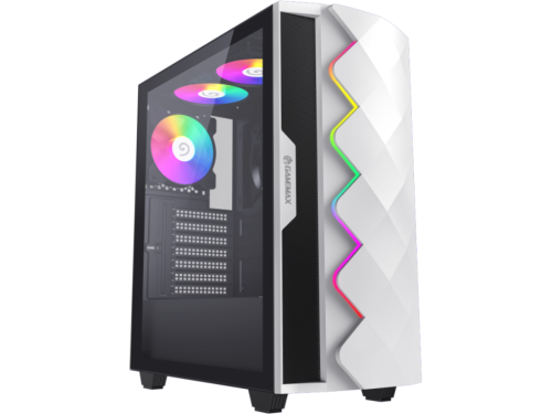 Case ATX GAMEMAX Diamond CP WT, w/o PSU, 0.5mm, 3x120mmARGB, 1x140mm, ARGB Hub, Front Mesh+LED strip