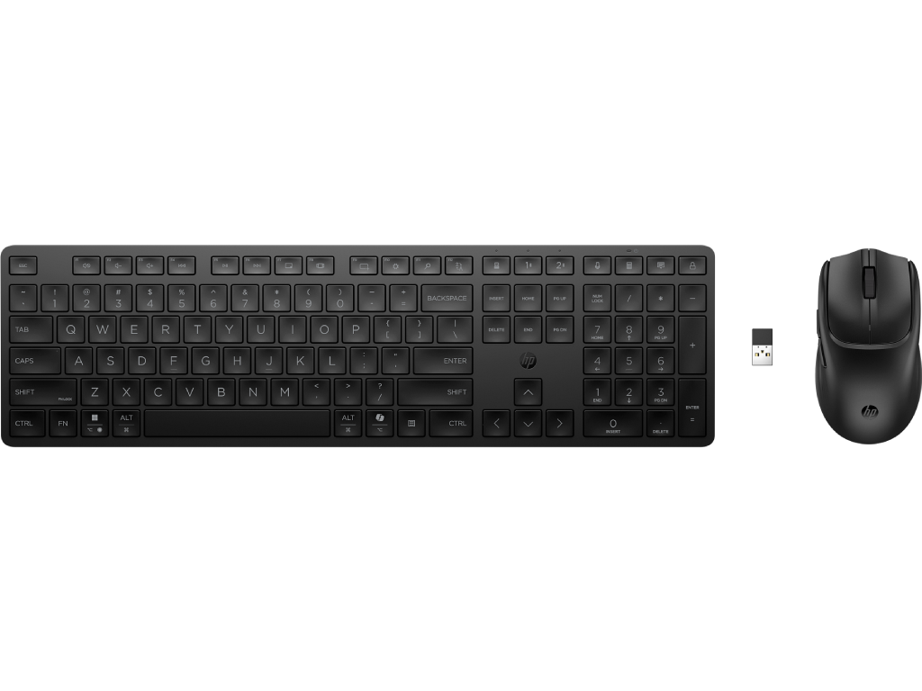 Wireless Keyboard & Mouse HP 490C, Multi-device Spill resistant, Quiet, 4000dpi, 5 buttons (4prog),