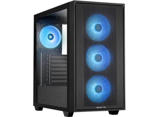 Case ATX Chieftec HUNTER 3, w/o PSU, 0.7mm, 4x120mm ARGB fans, ARGB Hub, Front Mesh, Tempered Glass
