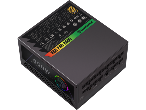 Power Supply ATX 850W GAMEMAX RGB-850G PRO, 80+ Gold, 140mm ARGB, Active PFC, ATX 3.1, PCIe5.1
