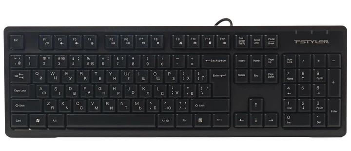 Keyboard A4Tech FK12, Fstyler FN Multimedia Wired Keyboard ( US+RU+RO ), Black