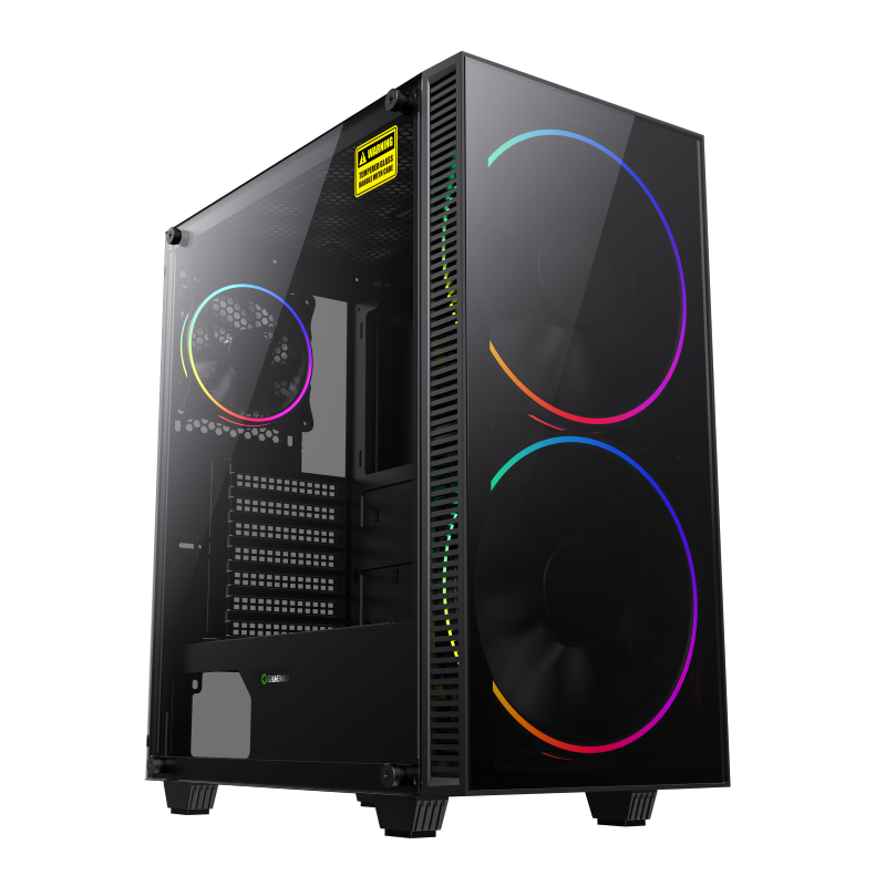 Case ATX GAMEMAX Black Hole, w/o PSU, 2x200mm ARGB fans, PWM hub,Transparent panel, USB3.0, Black