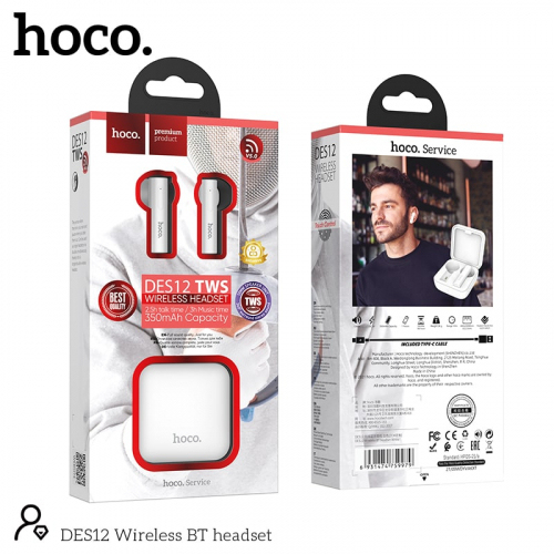 Наушники HOCO DES12 Wireless Headset TWS White