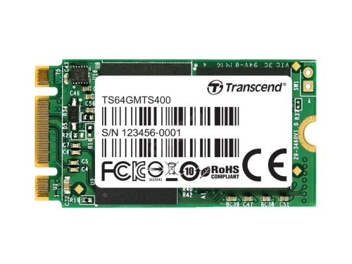 M.2 SATA SSD  64GB  Transcend TS64GMTS400S  [42mm, R/W:500/450MB/s, 70K/70K IOPS, SM2246EN, MLC]