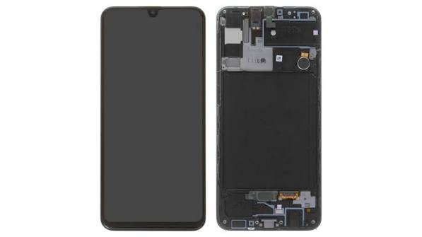 LCD SAMSUNG A30S / A307 BLACK WITH FRAME IPS (KAIKU)