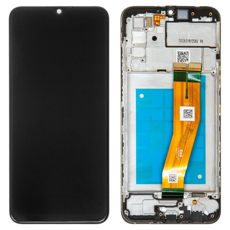LCD SAMSUNG A02S / A025F (160 mm) BLACK WITH FRAME AAA