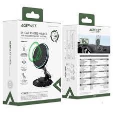 Acefast D65 magnetic folding wireless charging car holder,black