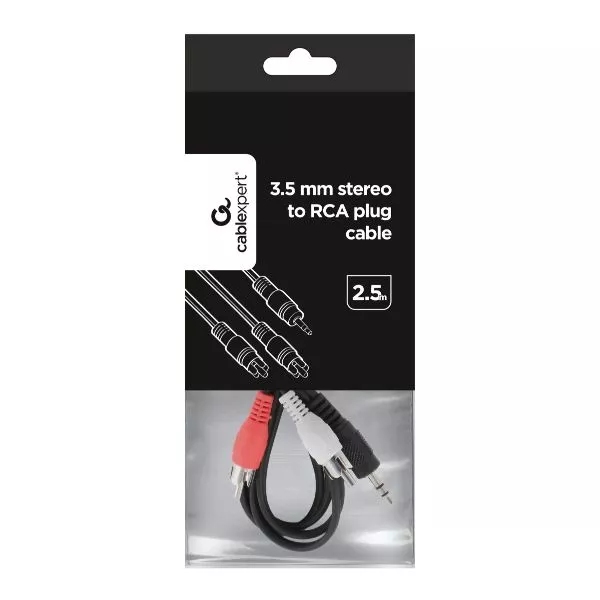 CCA-458-2.5M    3.5mm stereo plug to 2 phono plugs 2.5 meter cable, Cablexpert