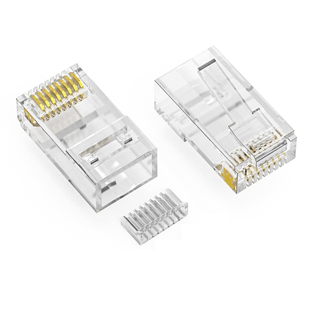 RJ45 Modular Plug, Cat.5E, Long Type, 30u' Gold plated, 100pcs/bag