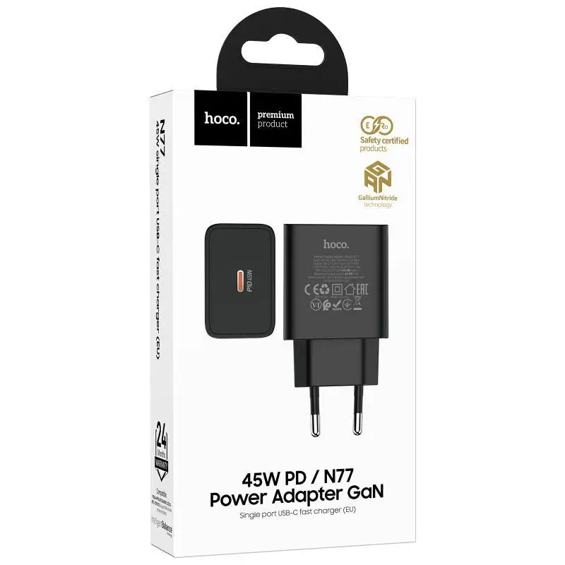 Hoco N77 Star single port PD45W charger(EU) black
