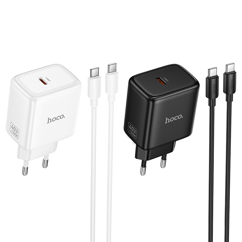 Hoco N83 Profit single port PD40W charger set(C to C)(EU) white