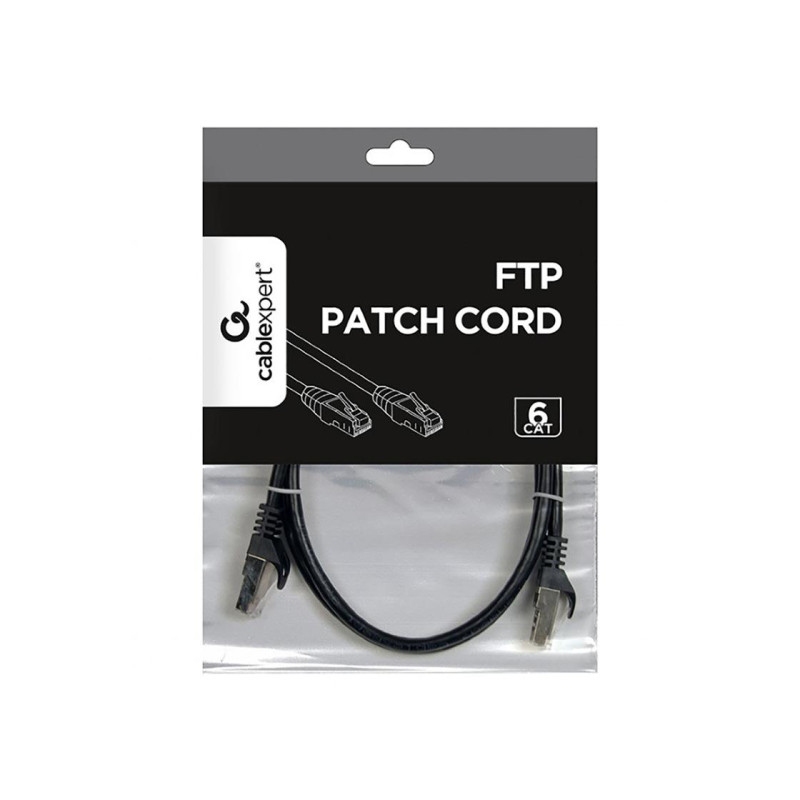 Patch Cord Cat.6/FTP,    1 m, Black, PP6-1M/BK, Cablexpert