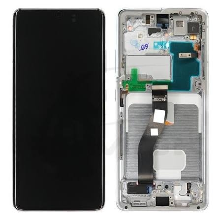 LCD SAMSUNG S21 ULTRA 5G / G998 SILVER WITH FRAME ORIGINAL (SERVICE PACK)