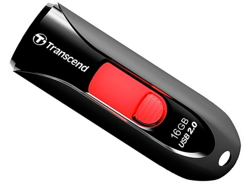 16GB USB2.0 Flash Drive Transcend 'JetFlash  590', Black, Slider (R/W:18/6MB/s)