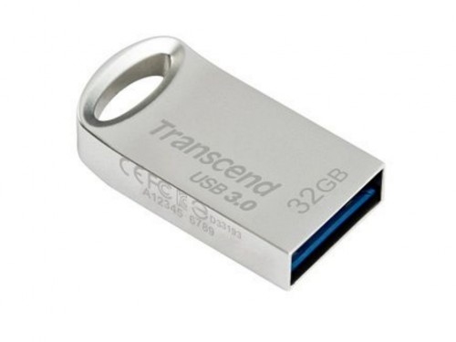 32GB USB3.1 Flash Drive Transcend 'JetFlash 710S', Silver, Metal Case, Ultra-Slim (R/W:90/20MB/s)