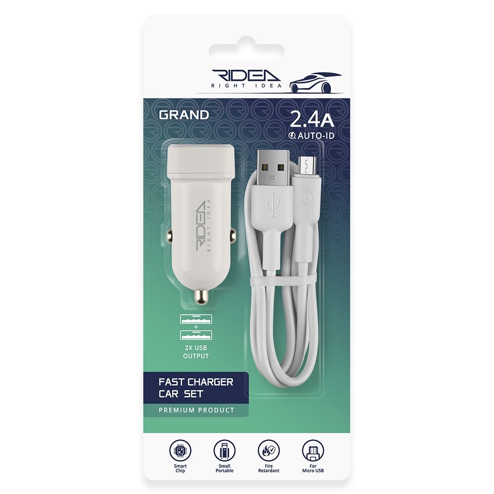 Авто Зарядное Устройство Ridea RCC-21112 Grand Micro 2USB 2.4 A (Белый)