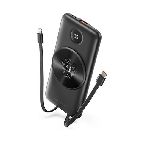 XO PR186 wireless charging digital display with cable (T-C, iP) (15W/QC22.5W/PD20W) 10000mAh Black