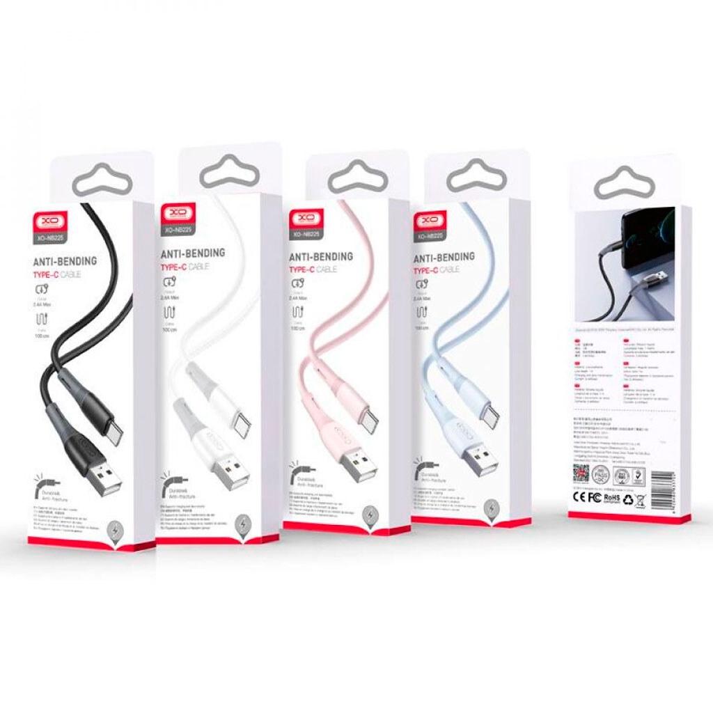 XO NB225 silicone two-color TYPE-C data cable Black