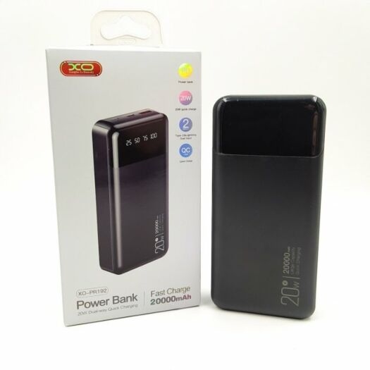Power Bank XO PR192 20W fast charging  (PD20W/QC18W) digital light display 20000mAh Black