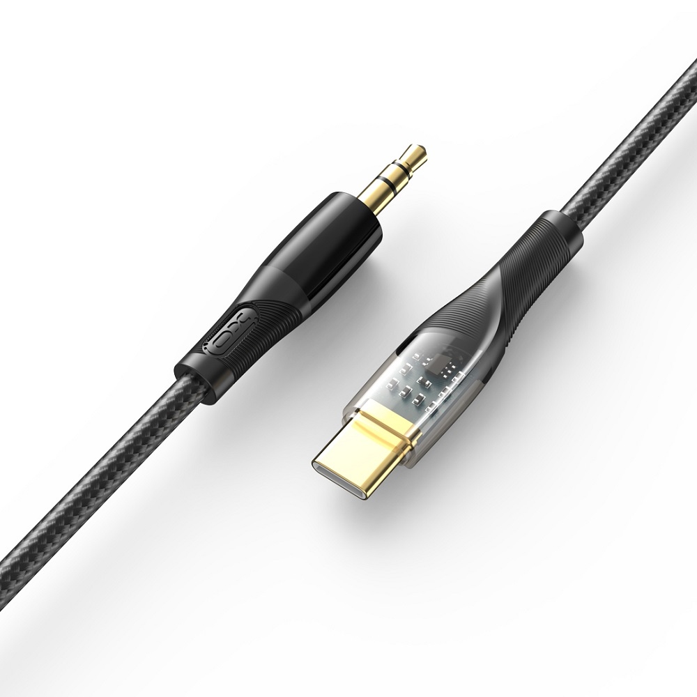 XO NB-R241A Lightning to 3.5 Transparent audio cable Black