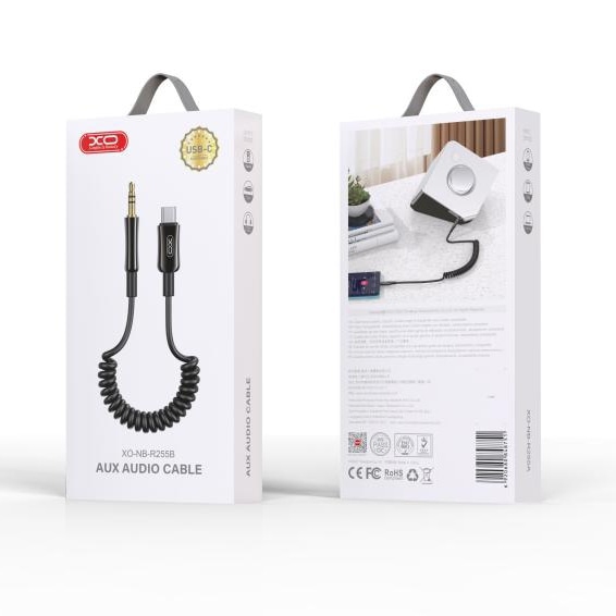 XO NB-R255B Type-c TO 3.5 Spring Audio Cable Black