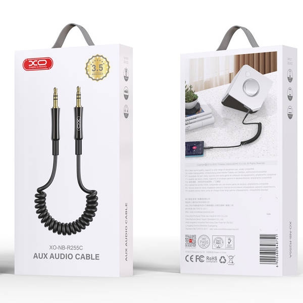 XO NB-R255C 3.5 TO 3.5 Spring Audio Cable Black