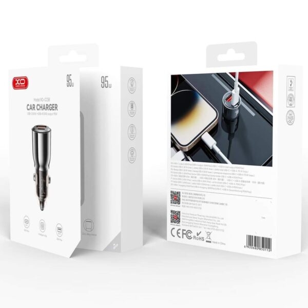 XO CC58 intelligent transparent metal car charging A+C=95W (MAX) Tranish