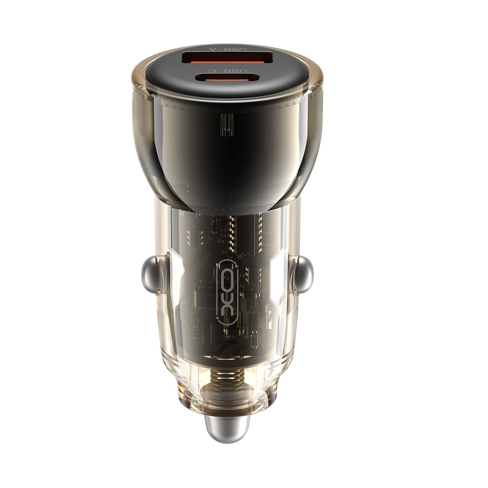 XO CC60 Smart Transparent Car Charger A30W+C30W/Simultaneous 60W Car Charger Black
