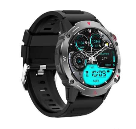 XO J7 AMOLED Screen Square Star Magnetic Round Smart Sports Talking Watch Black
