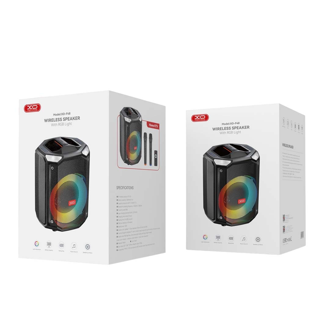 XO F48 Dual Wheat 8' Phantom RGB Bluetooth Speaker 40W (with remote control) Black