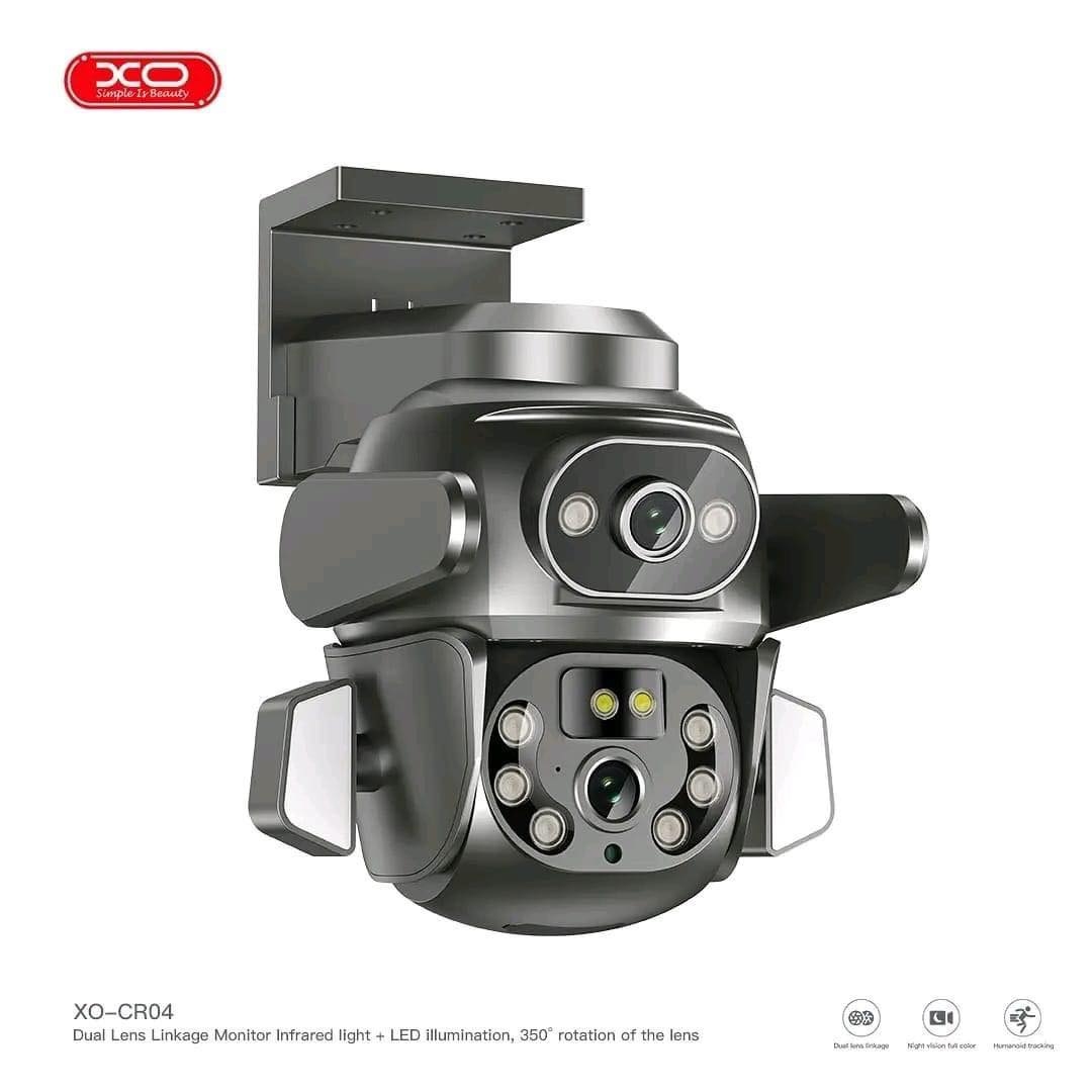 XO CR04 Robot 400W Pixel Dual Screen Outdoor Dome Camera (2.4G Wireless WiFi) Black