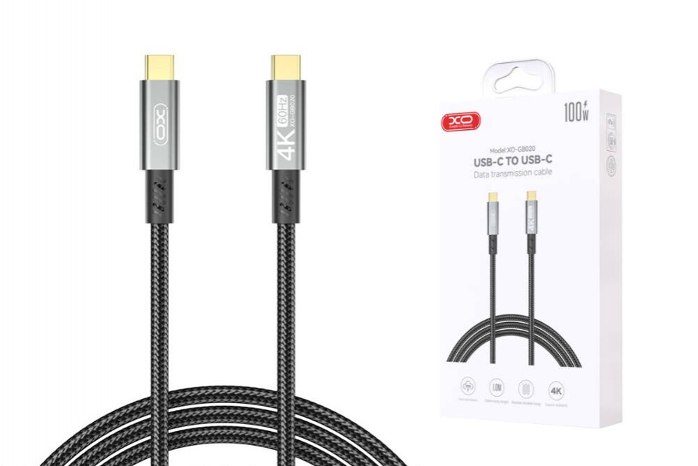 XO GB020 USB3.2 Transfer 20G / 4K@60HZ+Charge 100W Data Cable 1M Tranish