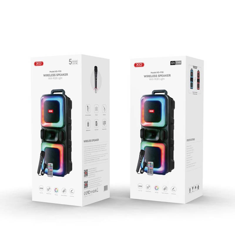 XO F55 Boat Boat 8' Dual Speaker RGB Bluetooth Speaker 20W (with Remote Control + Wired Mic*1) Black