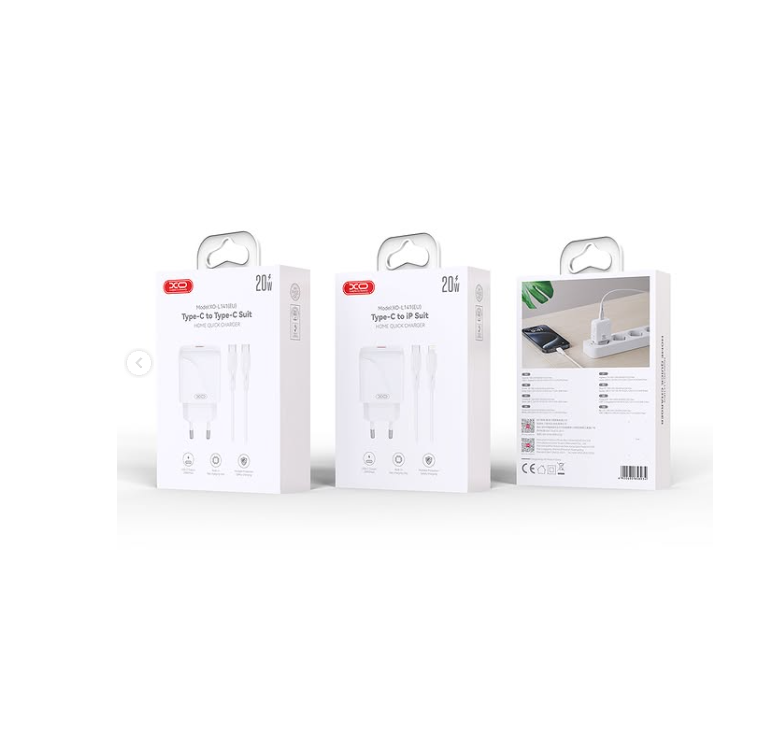 XO L141 20W Single USB-C Fast Charger with Lightning cable (NB-Q231A) White