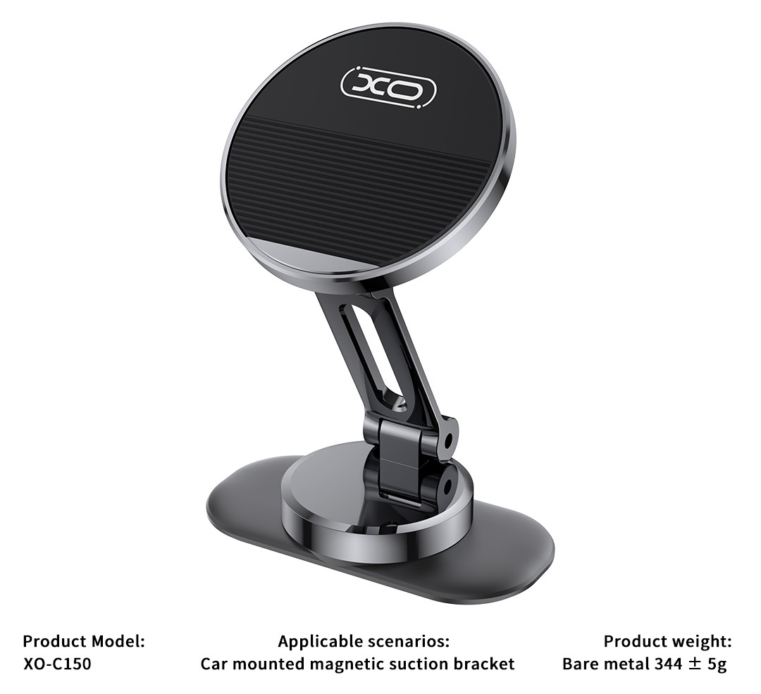 XO C150 Magnetic 360° rotating holder with metal base (with one large and one small round iron piece