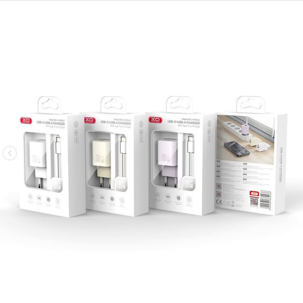 XO L149(EU) PD30W 1USB-A+1USB-C Charger with TYPE-C cable White