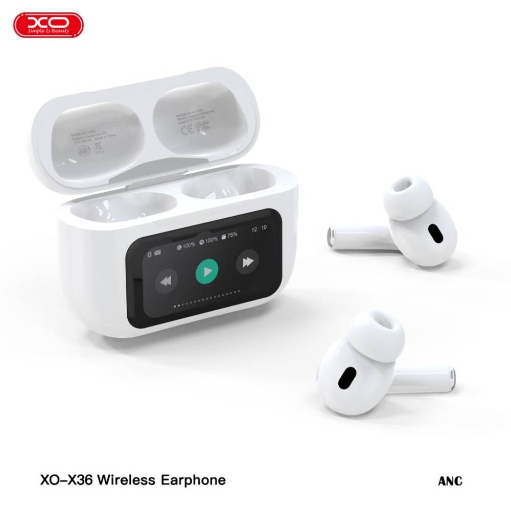 XO X36 Smart Screen ANC Active Noise Cancellation TWS Bluetooth Headset White