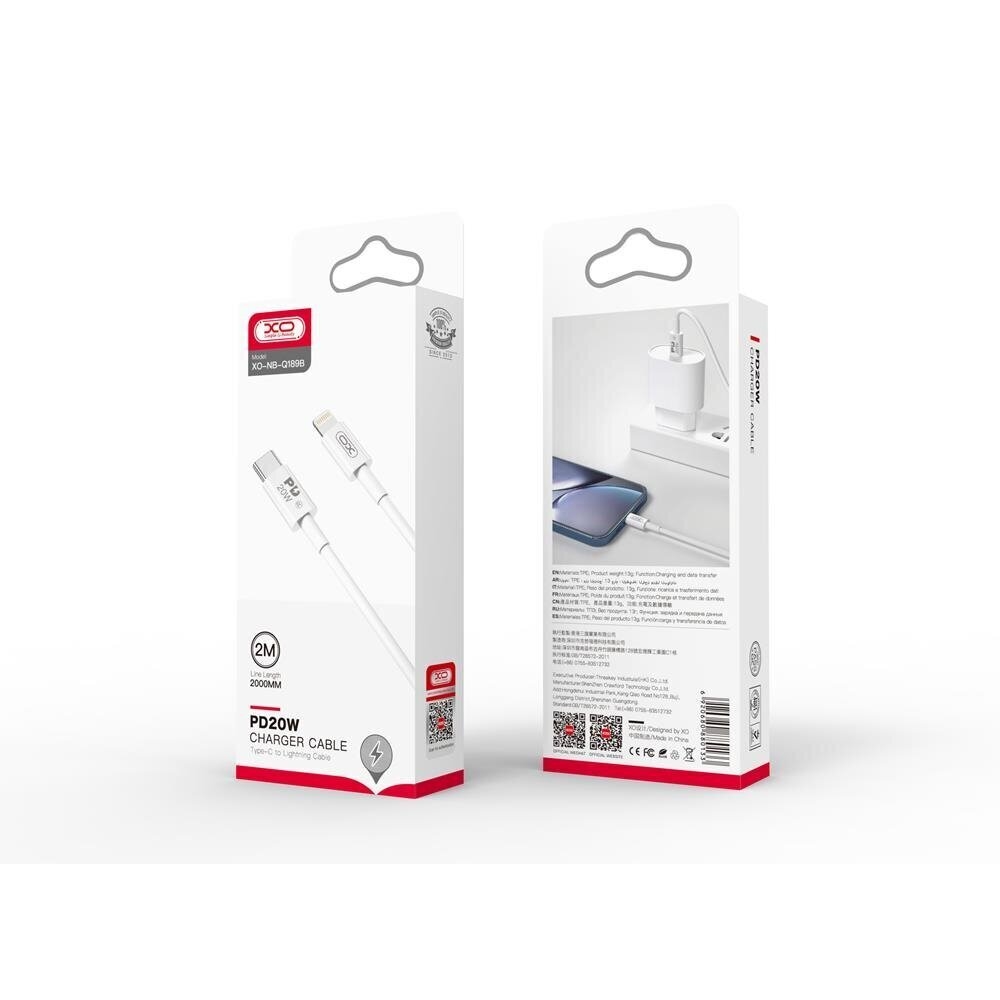 XO NB-Q189B Type-c to Lightning 20W  2M White