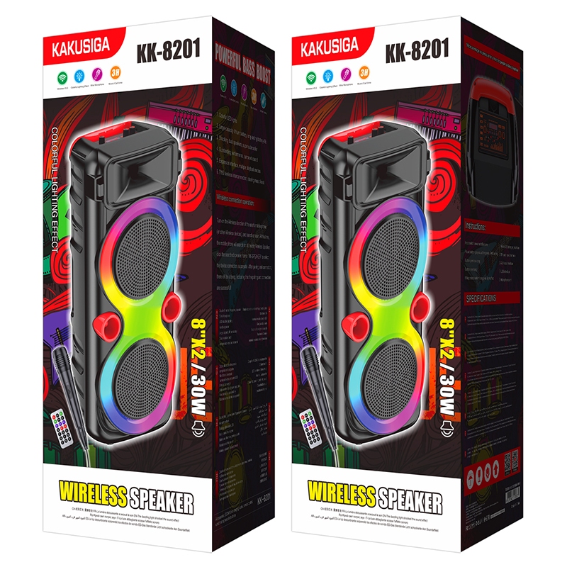 Kakusiga KK-8201 GANGZHENG flame light wireless speaker Black