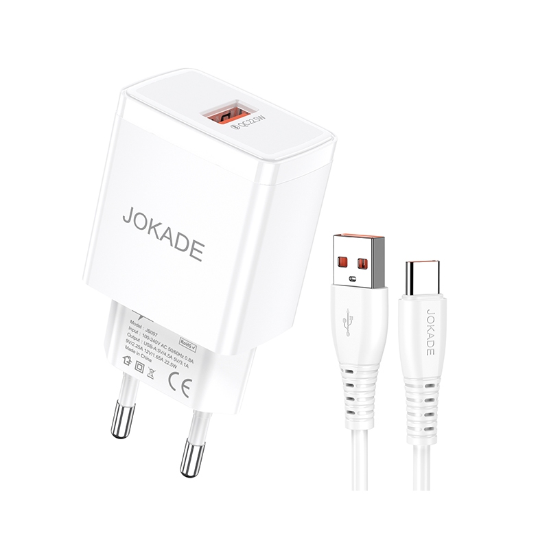 Jokade JB098 GUANQI Series 22.5W Multi-protocol Charger Set European Regulations (Type-C) White