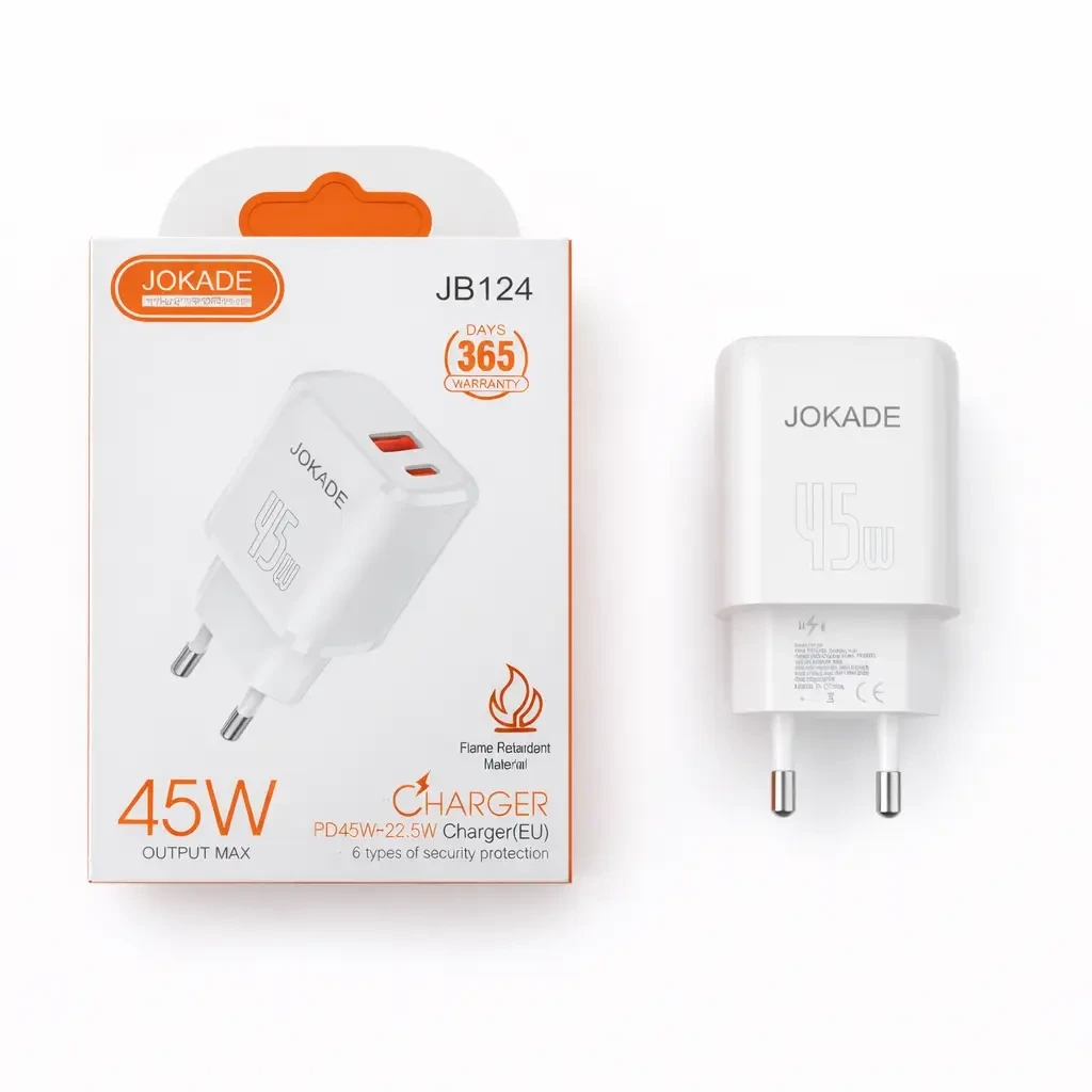 Jokade JB124 FUWEI series PD45W+22.5W fully compatible charger (EU) White