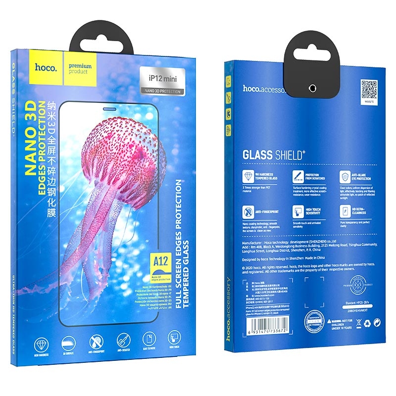 Hoco Nano 3D full screen edges protection tempered glass for iPhone7 Plus/8 Plus(A12) Black