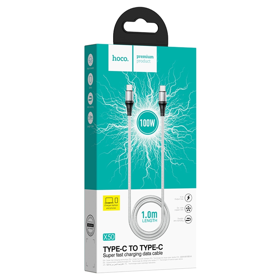Hoco X50 Type-C to Type-C Exquisito 100W charging data cable(L=1M) black