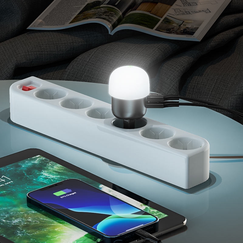 Сетевое Зарядное Устройство Hoco C87A Sparkle dual port night light charger(EU) black