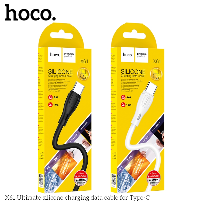 Cable HOCO X61 Silicone charging data cable for Type-C Black