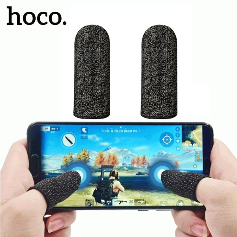 Hoco GM4 Phantom Superconducting fiber mobile game finger cots(silver Fiber) black and silver