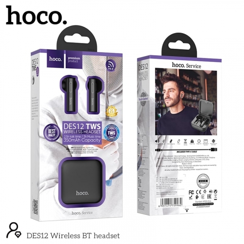 Наушники HOCO DES12 Wireless Headset TWS Black